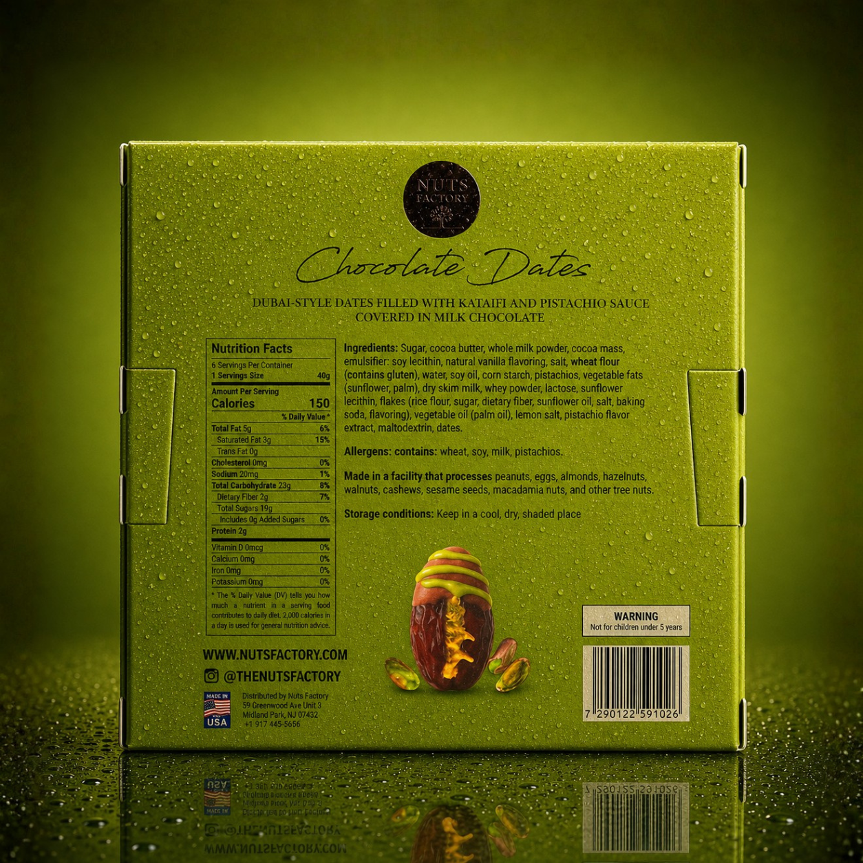 Chocolate Dates - Milk Chocolate Pistachio Dubai Dates