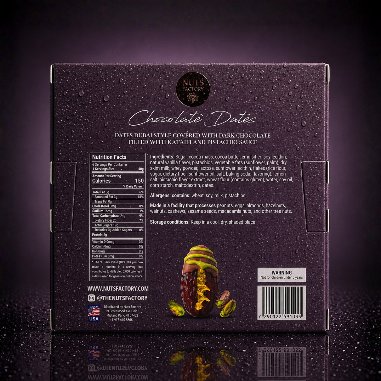 Chocolate Dates - Dark Chocolate Pistachio Dates