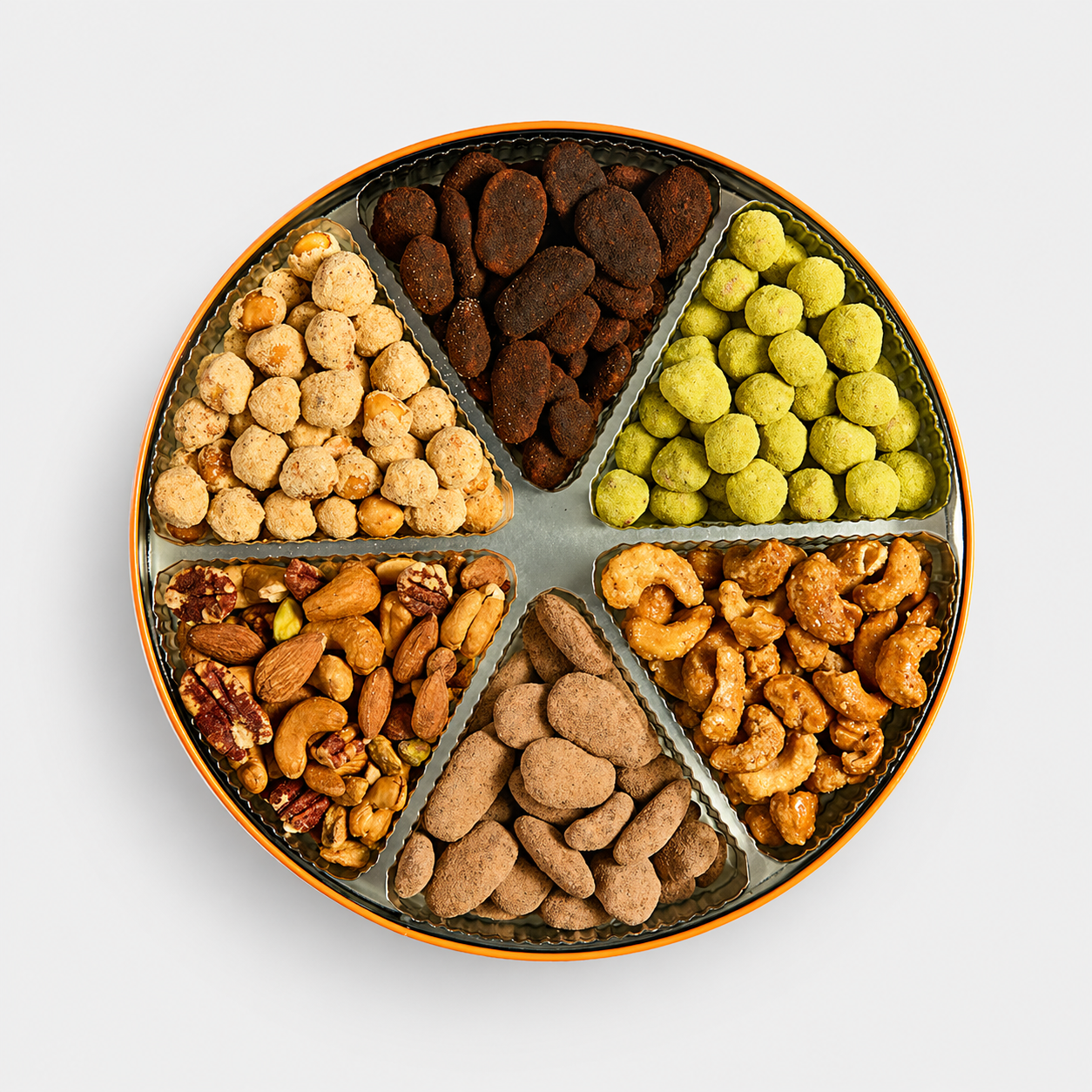Gourmet Candied & Flavored Nuts Gift Tin Orange Edition