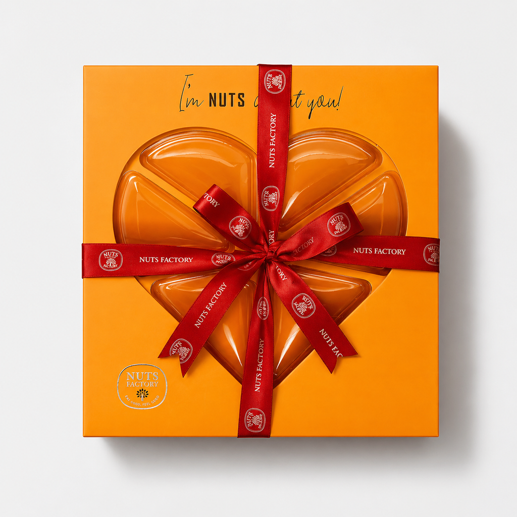 Premium Roasted & Flavored Nuts Heart Gift Tray Orange Edition