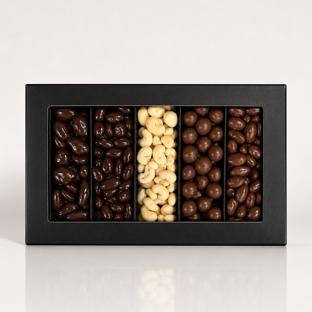 Premium Chocolate Covered Nuts Gift Box - 5 Assorted Flavors