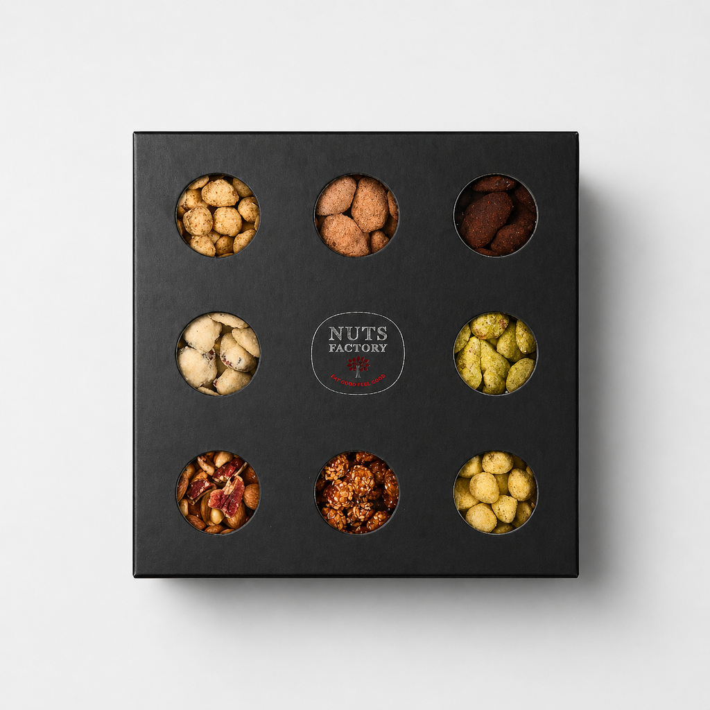 Premium Candied & Flavored Nuts Gift Box - 9 Assorted Flavors