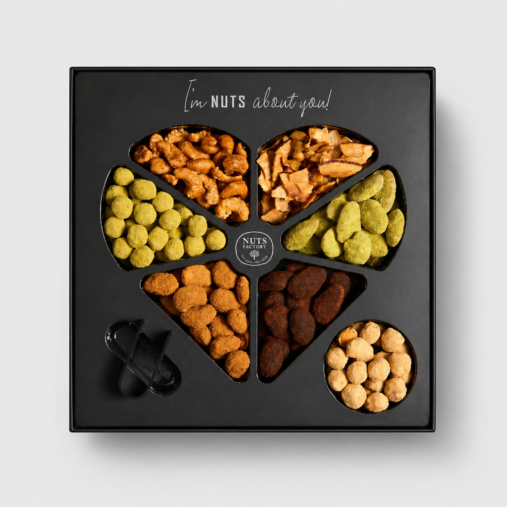 Premium Candied & Flavored Nuts Heart Gift Tray Black Edition