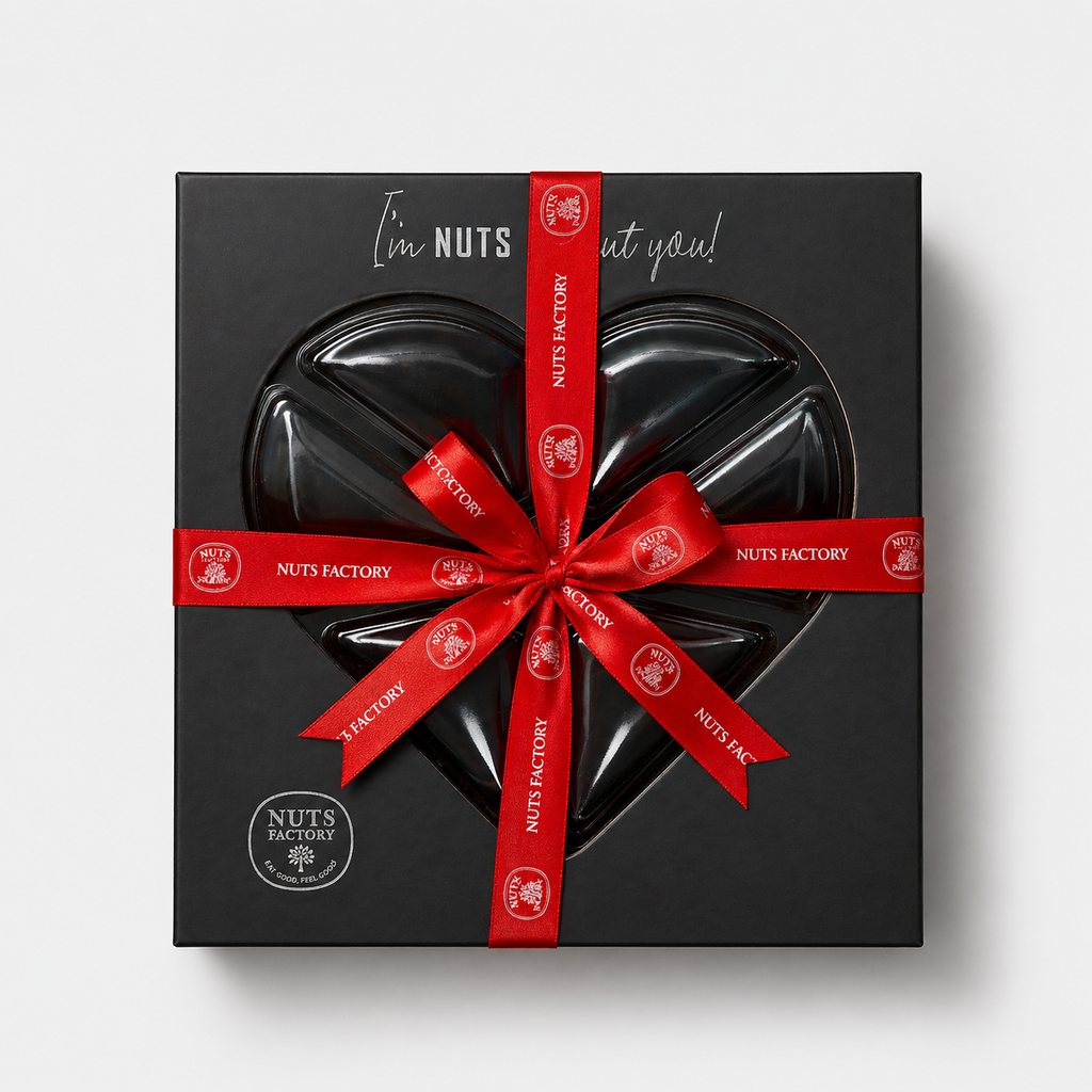 Premium Roasted & Flavored Nuts Heart Gift Tray Black Edition