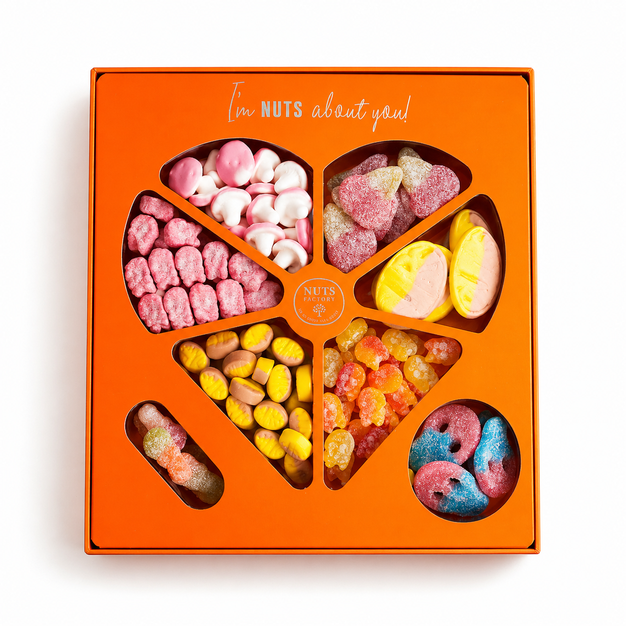 Premium Swedish Gummies Heart Gift Tray Orange Edition