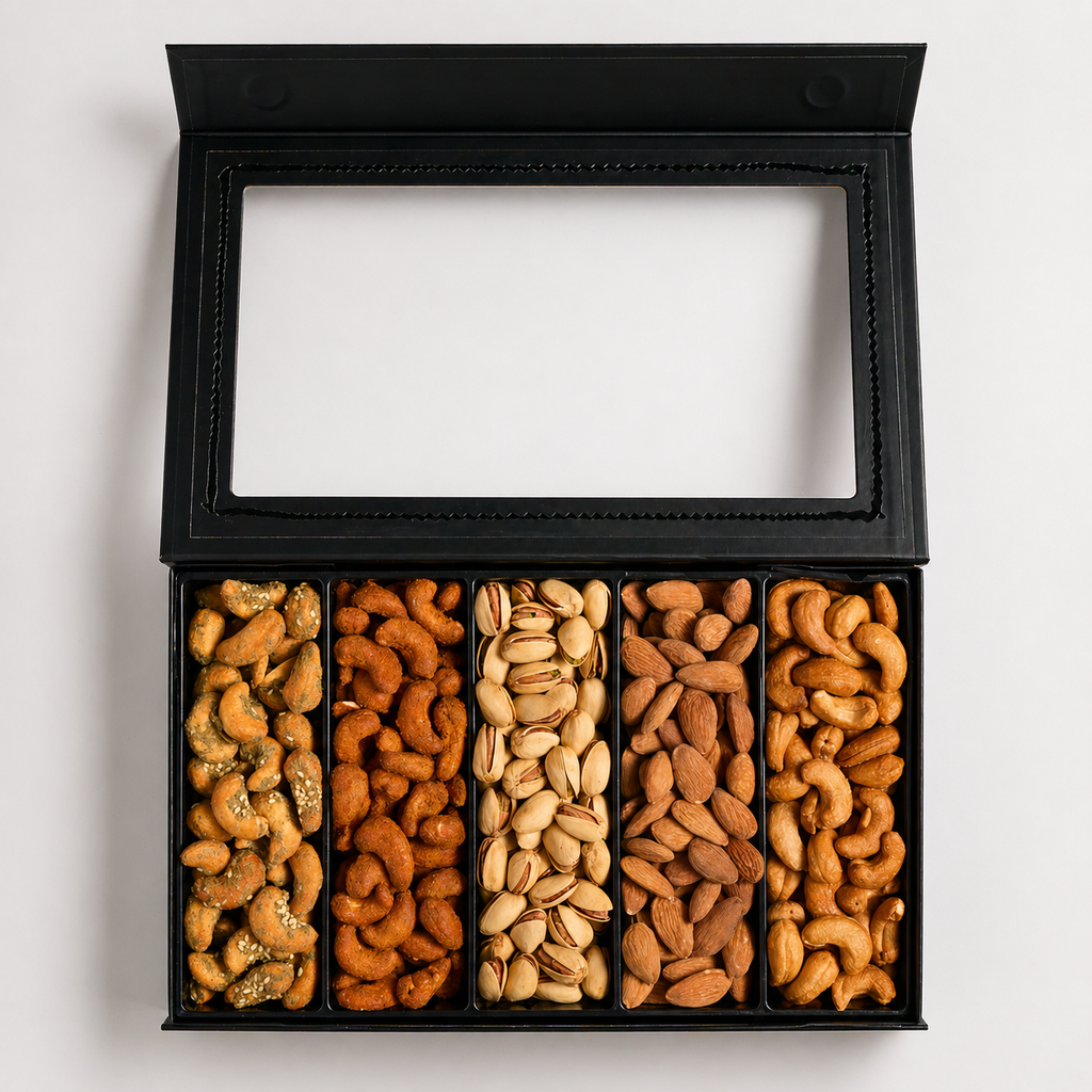Premium Roasted & Flavored Nuts Gift Box - 5 Assorted Flavors