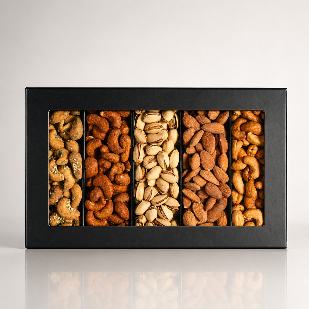Premium Roasted & Flavored Nuts Gift Box - 5 Assorted Flavors