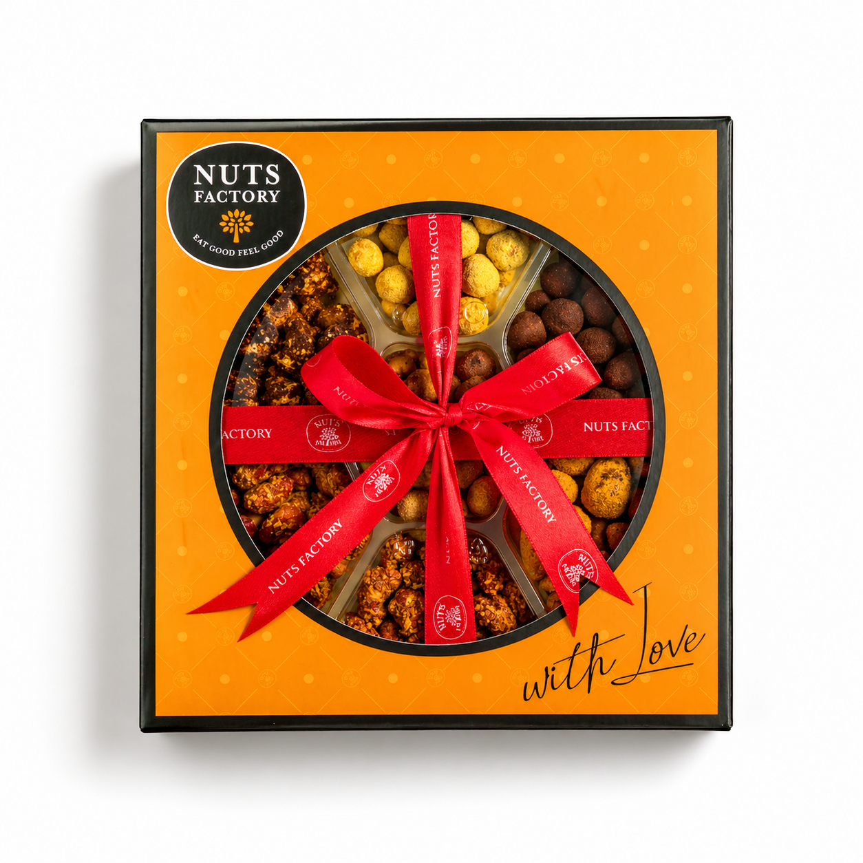 Premium Chocolate Covered Nuts Gift Box - 7-Section Variety Platter