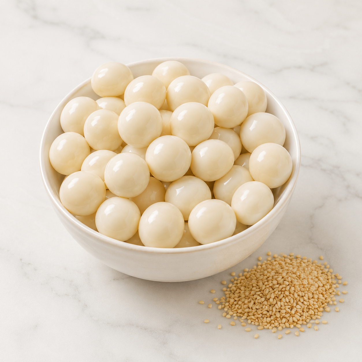 White Chocolate Covered Sesame Brittles